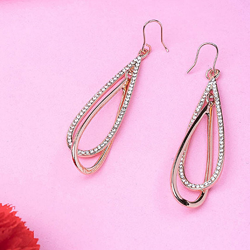 Estele Rose Gold Designer Water Drop Earrings