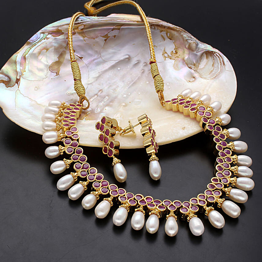 Sri Jagdamba Pearls Elegant Necklace Set