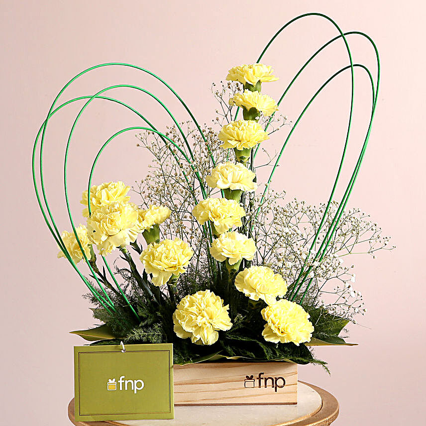 Brighter Than Sunshine Carnations Arrangement:Fresh Flower Arrangement