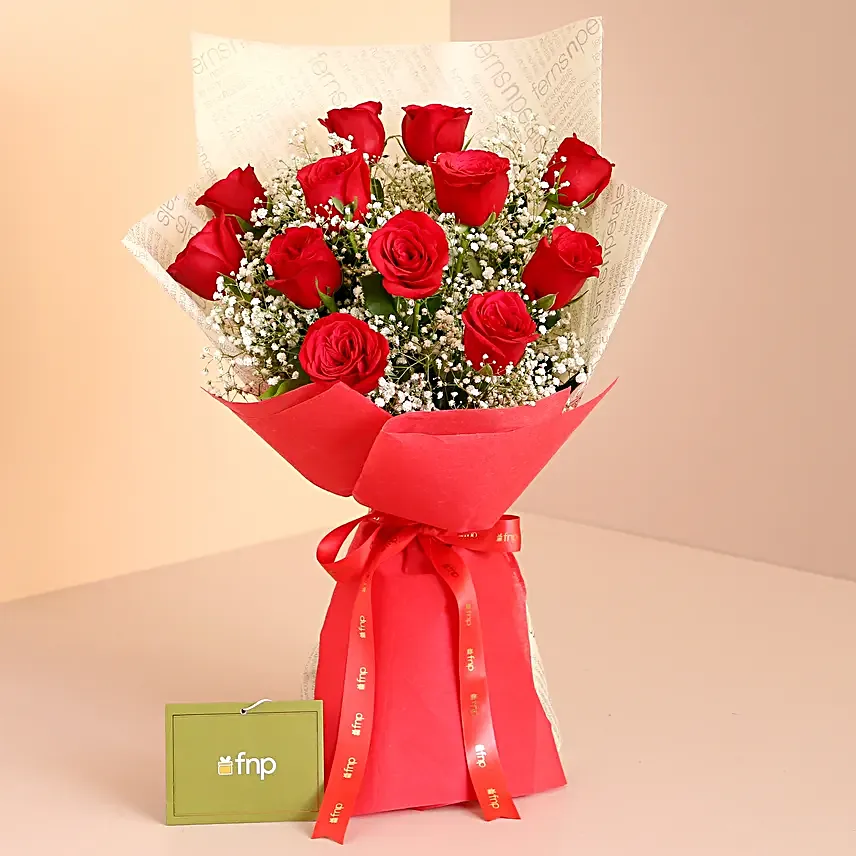 Confetti Of Love Red Roses Bouquet:Romantic Flowers