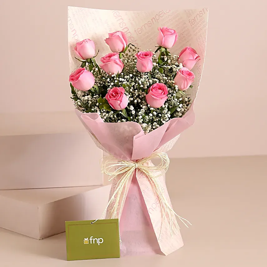 Dreamy Pink Roses Bouquet:Fresh Pink Flowers