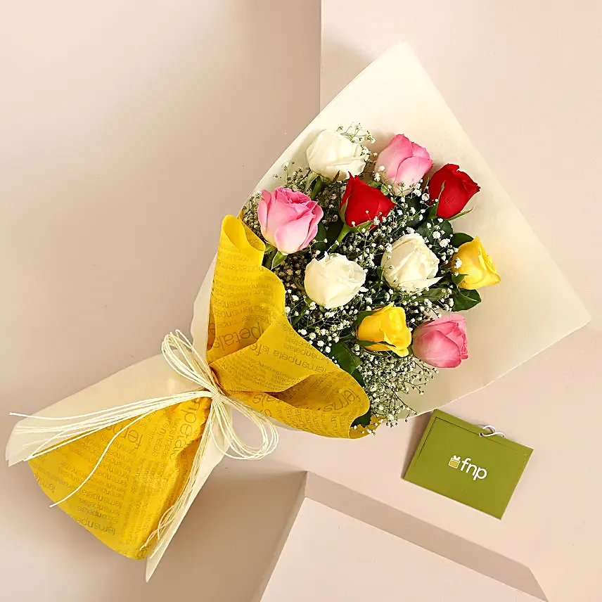 Garden Of Colourful Roses Bouquet:Bunch of Flowers