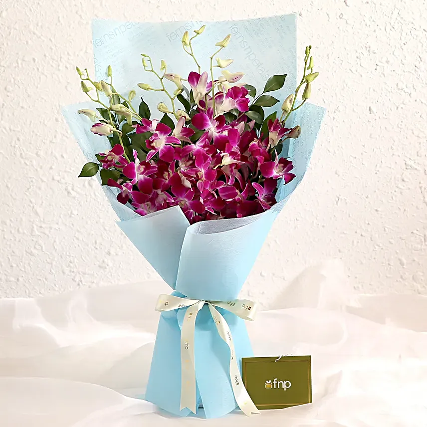 Heartfelt Feelings Orchids Bouquet:Purple Flowers