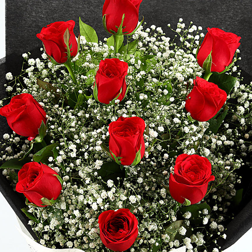 Luxury Roses In Gypsophila Bouquet