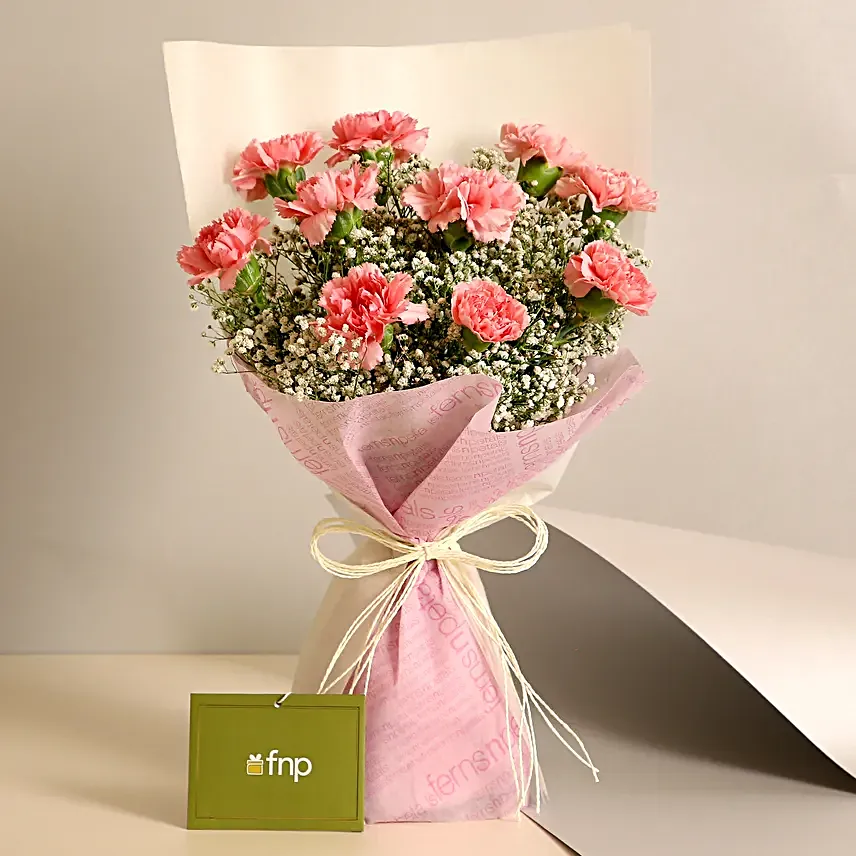 Paradise On Earth Carnations Bouquet:Pink Flowers