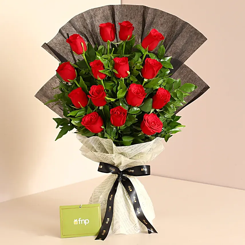 Touch Of Luxury Red Roses Bouquet:Birthday Flowers for Wife