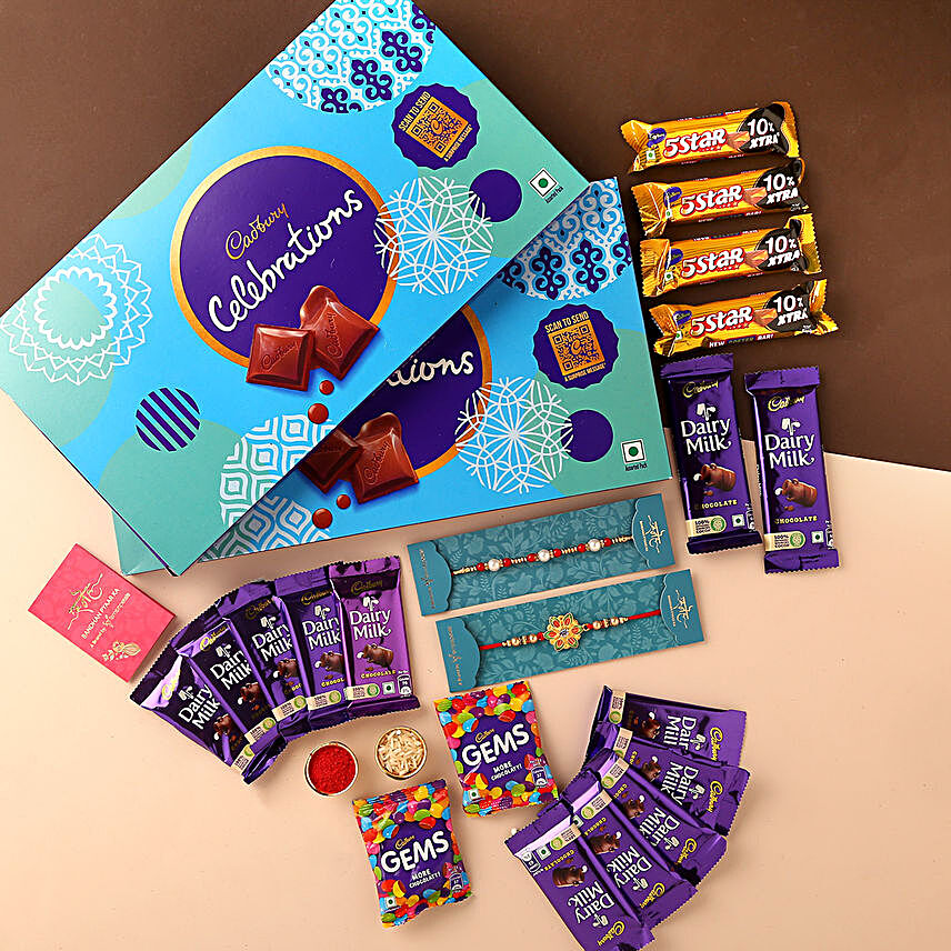 beautiful rakhi with cadbury celebration online:Raksha Bandhan Chocolates