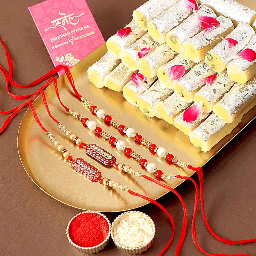 Online Designer Rakhi Sets With Sweets:Rakhi With Sweets