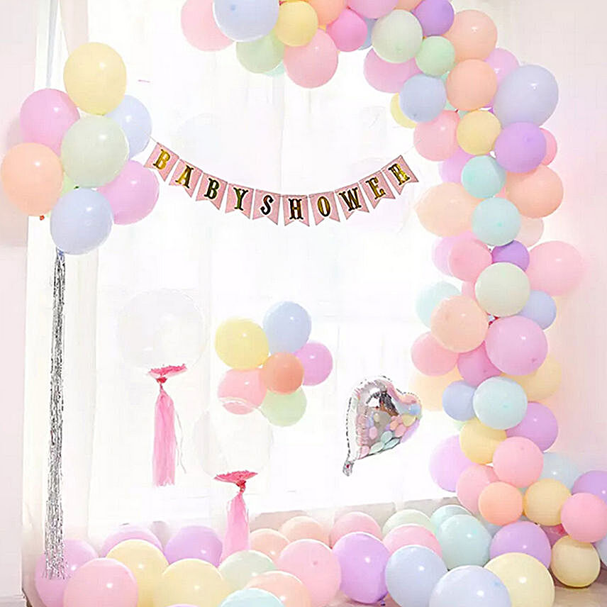 Pastel Multicoloured Baby Shower Balloon Decor