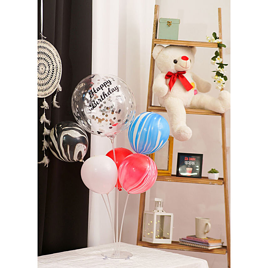 Personalised Marble Led Balloon Bouquet:Playful Balloon Bouquets