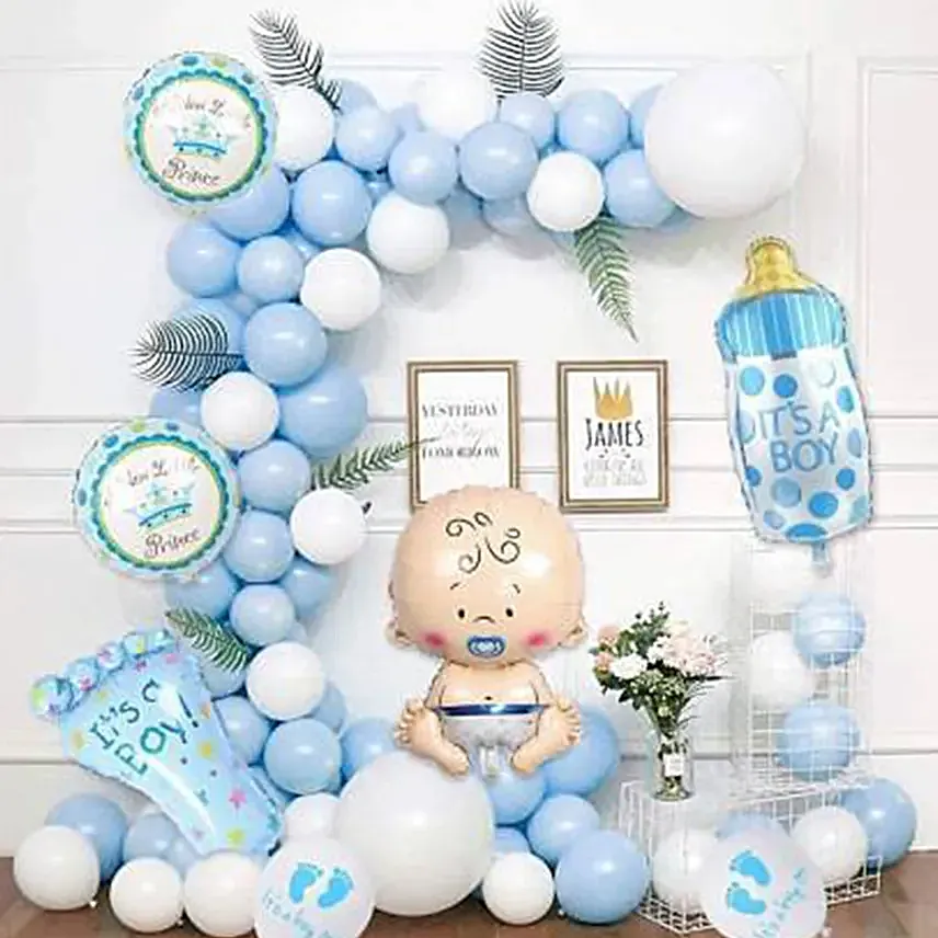 Blue Theme Welcome Baby Boy Décor