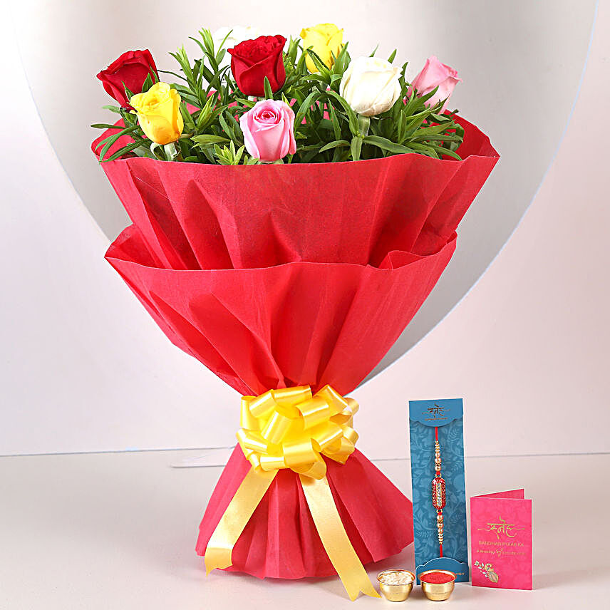 Mixed Flower Bouquet and Rakhi Combo:Send Rakhi With Flowers
