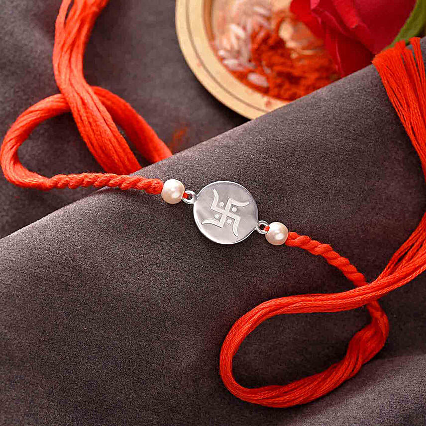 Holy Swastik Silver Rakhi