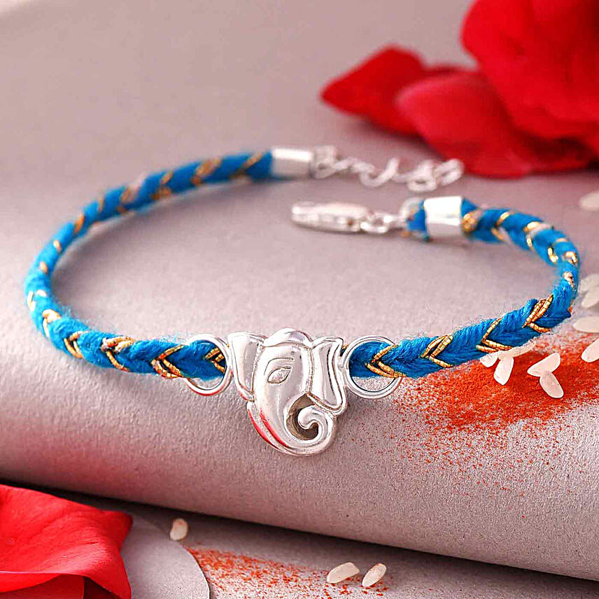 Celestial Ganesha Silver Rakhi