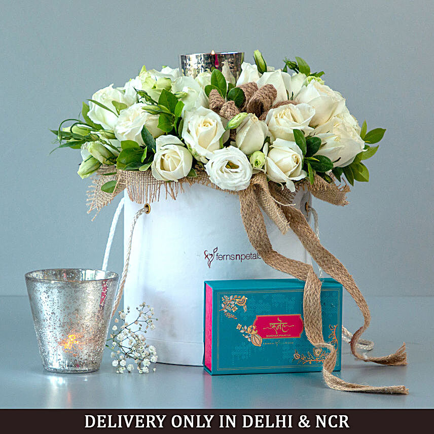 Sneh Designer Bhaiya Bhabhi Rakhi Set N Floral Box