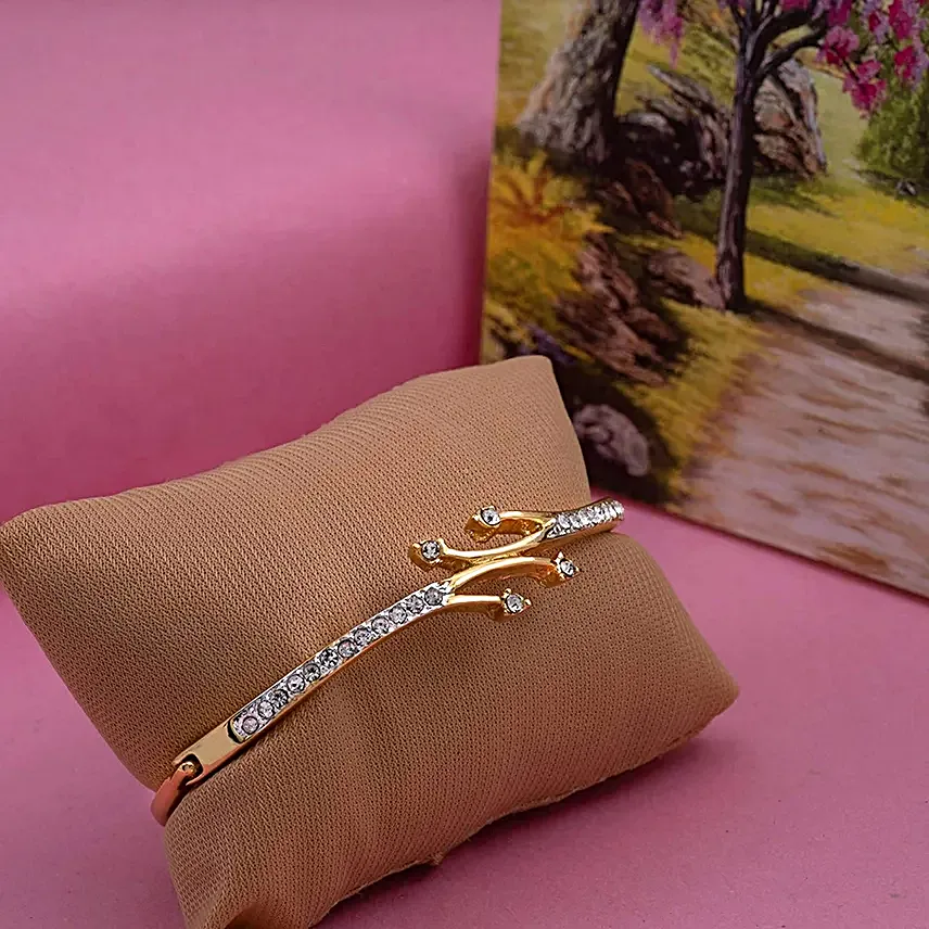 Estele Gold & Rhodium Plated Blossom Bud Bracelet:Bangles