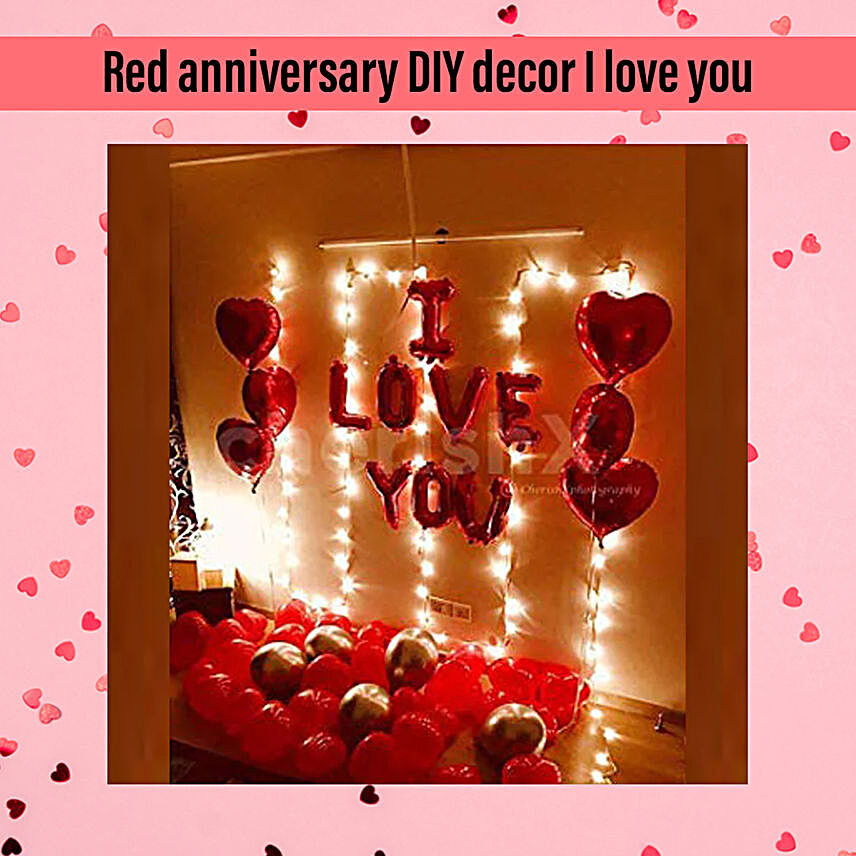 Red I Love U Anniversary Balloons Diy Kit