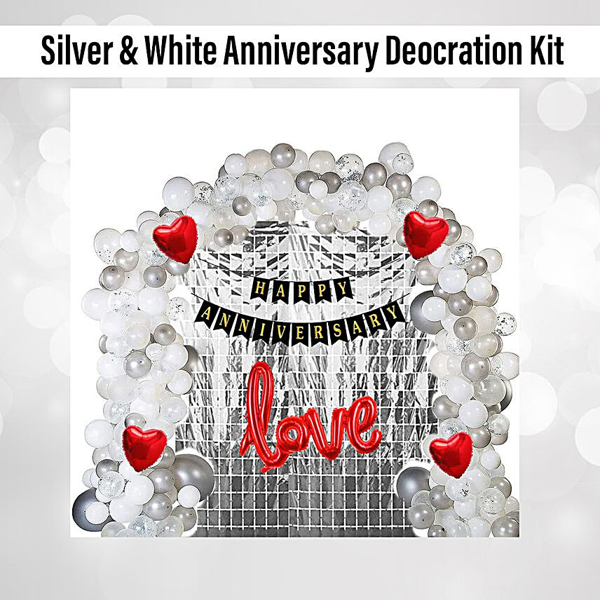 Silver White Anniversary Balloons Diy Kit