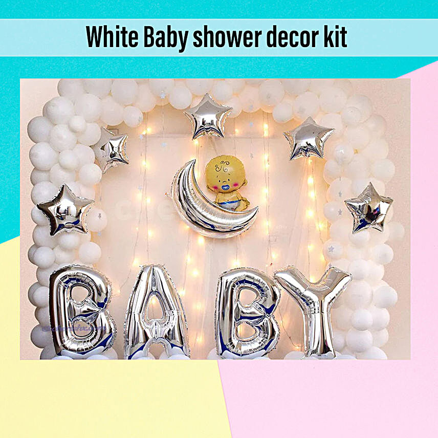 White Baby Shower Balloon Diy Kit