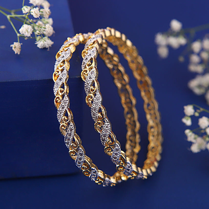 Nayab 18K Gold Plated Elegant Bangle Set:Send Jewellery Gifts