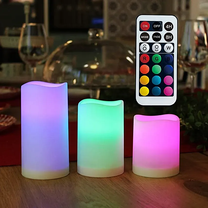 Set Of 3 LED Candles With Remote