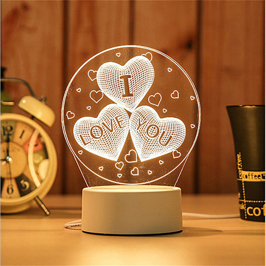3D I Love You LED Illusion Night Light Lamp