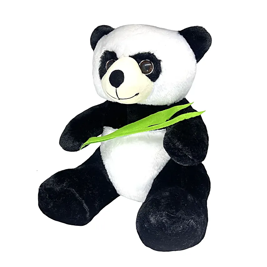 Cute Plush Sitting Panda Soft Toy Black  White