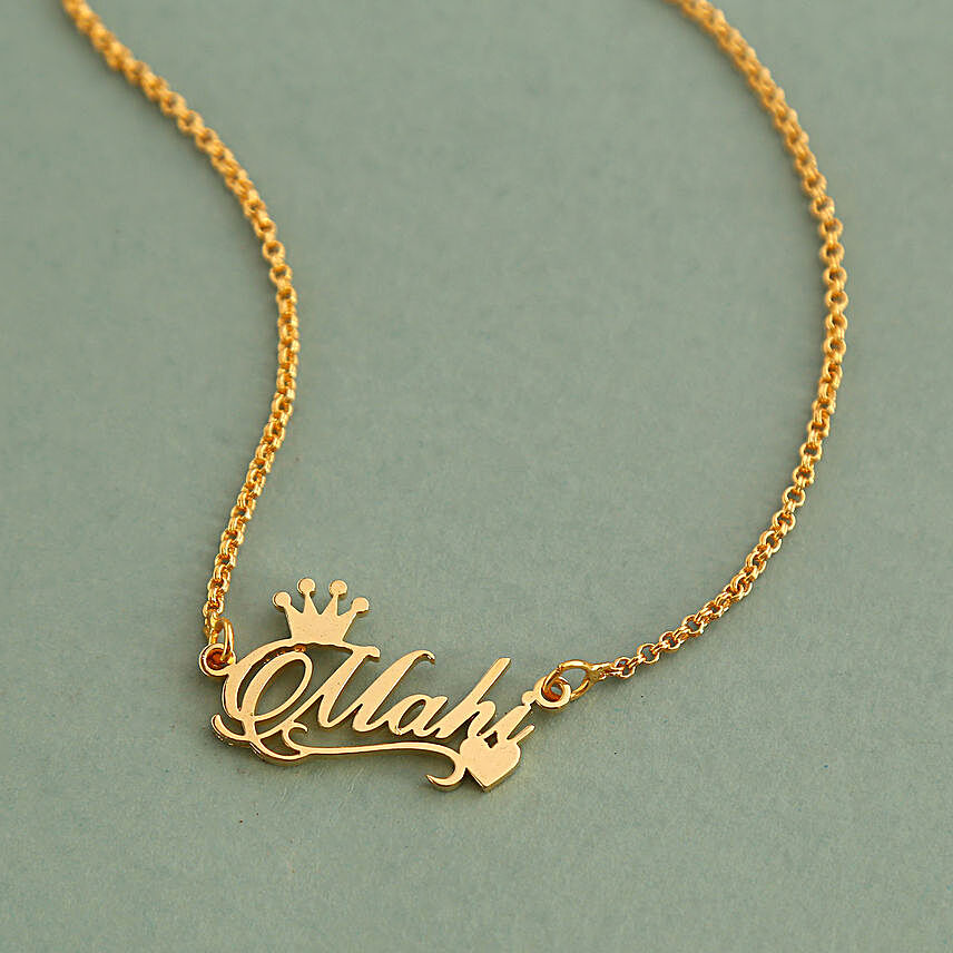 Personalised Crown Underlined Heart Name Necklace