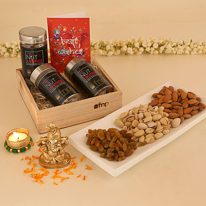 Diwali Wishes With Nutraj Dryfruits Gift Hamper