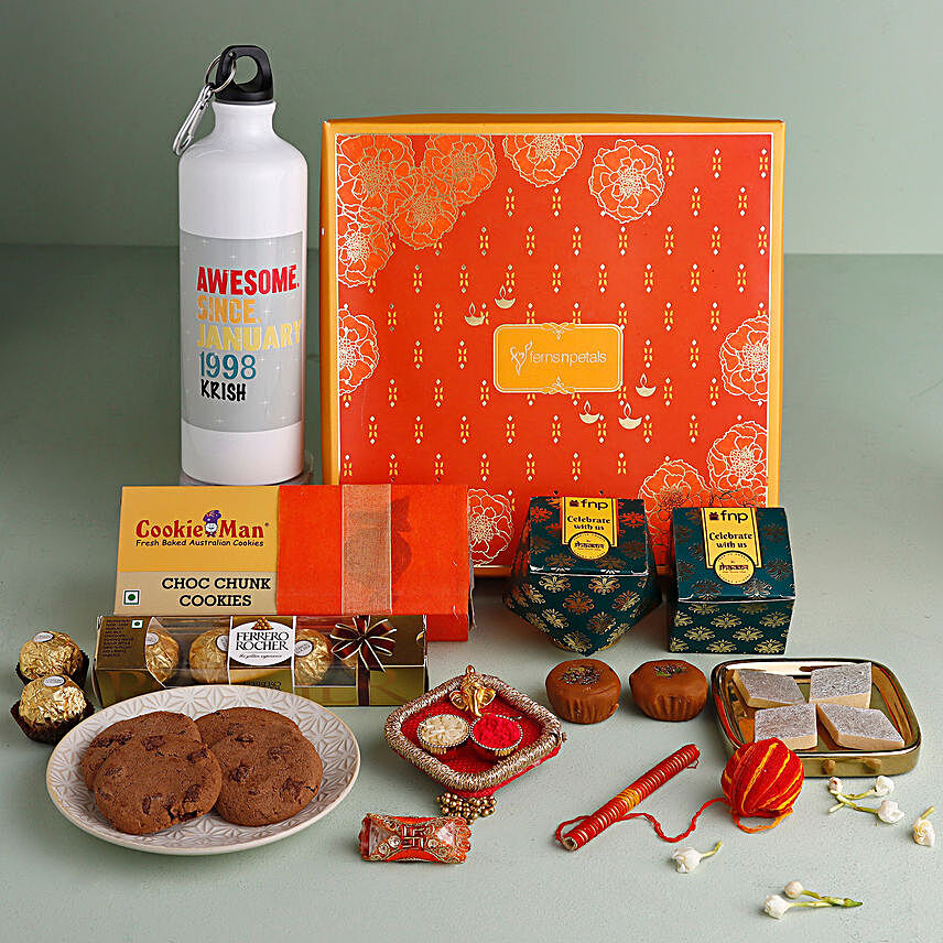 Happy Bhaidooj Sweet Treats N Bottle Hamper:Premium & Exclusive Gift Collection