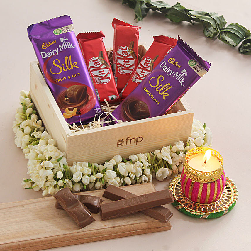Diwali Special Chocolates N Candle Holder:Diyas