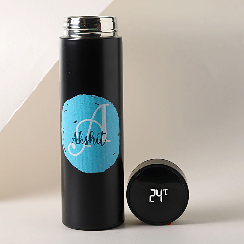 Personalised Black LED Temperature Bottle:Water Bottles Gifts