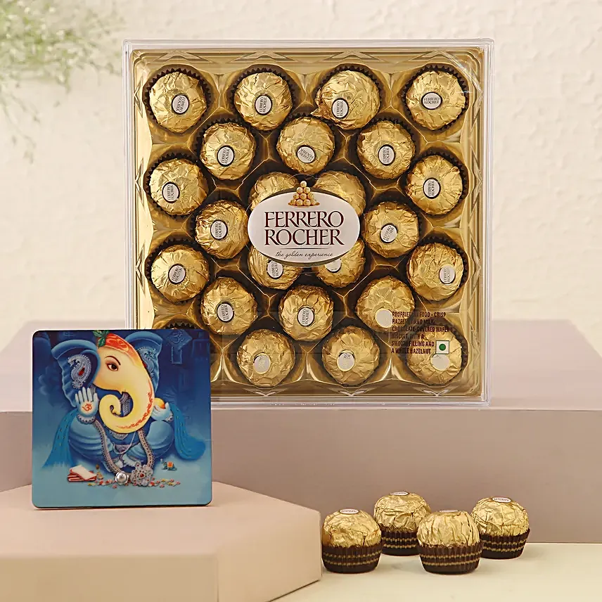 Blissful Ganesha Table Top & high Ferrero Rocher Box:Table Tops Gifts