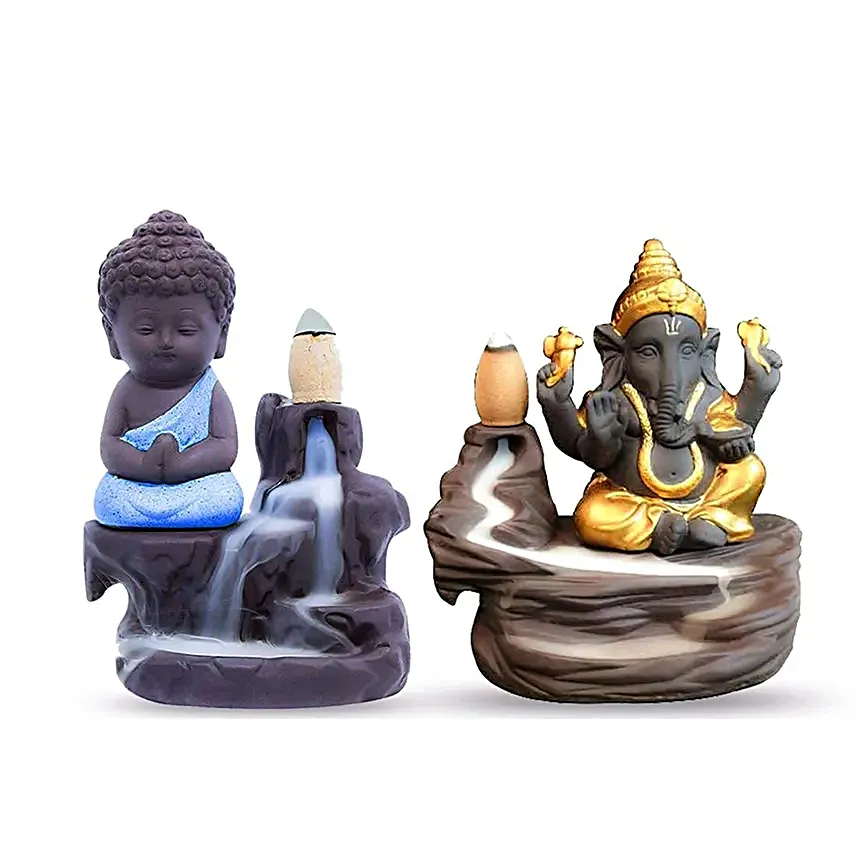 Buddha N Ganesha Smoke Fountain Idols:Spiritual Idols