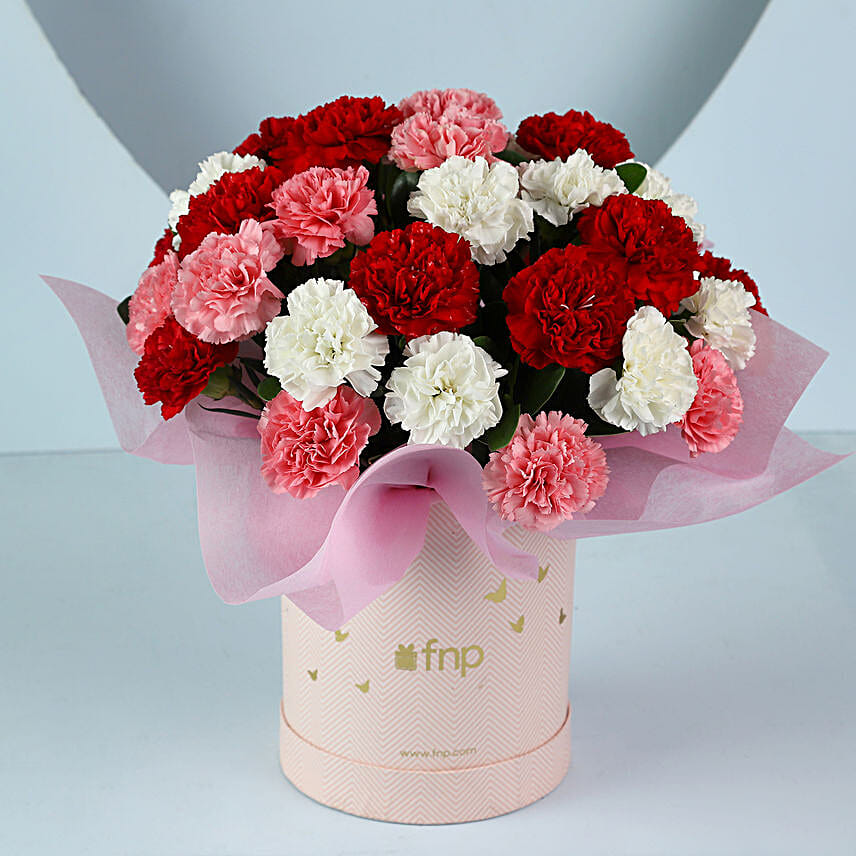 Spring Love Mixed Carnations Pink Box