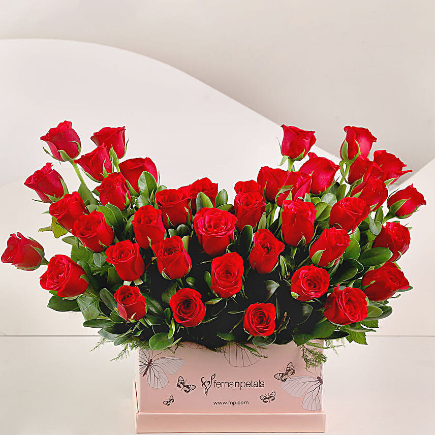 Ravishing 40 Red Roses Box Arrangement