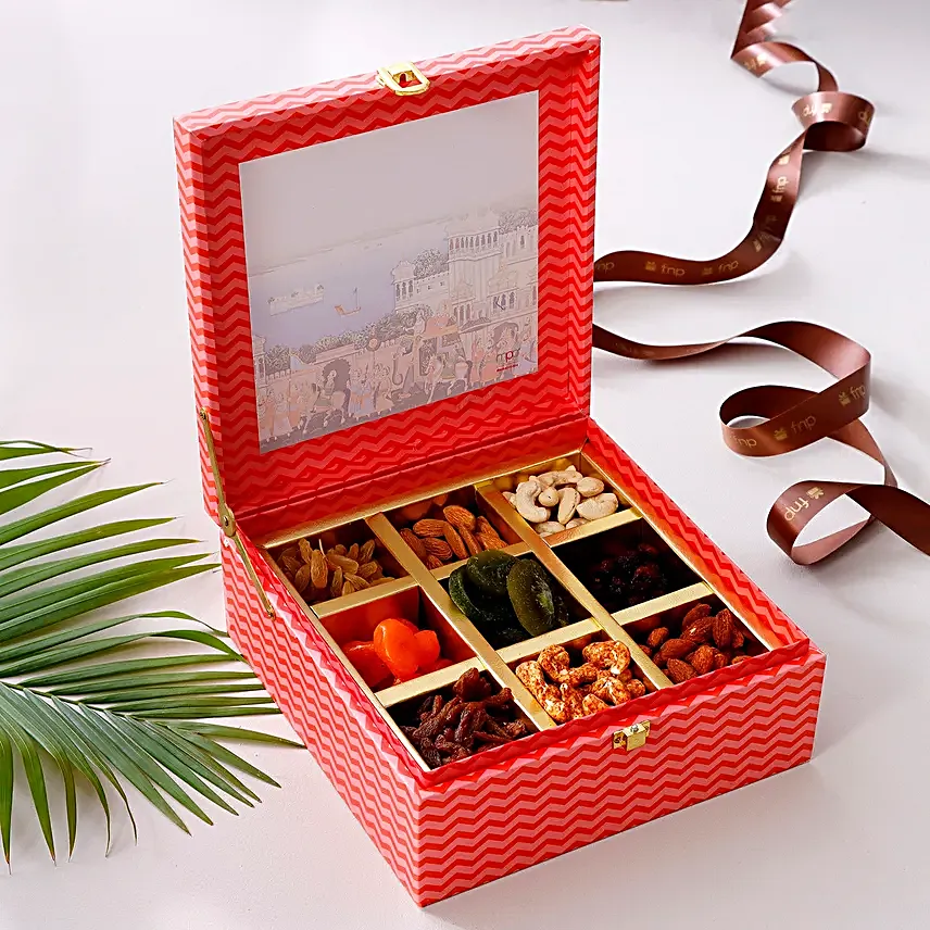 Red Square Dry Fruits Box:Diwali Dry Fruits