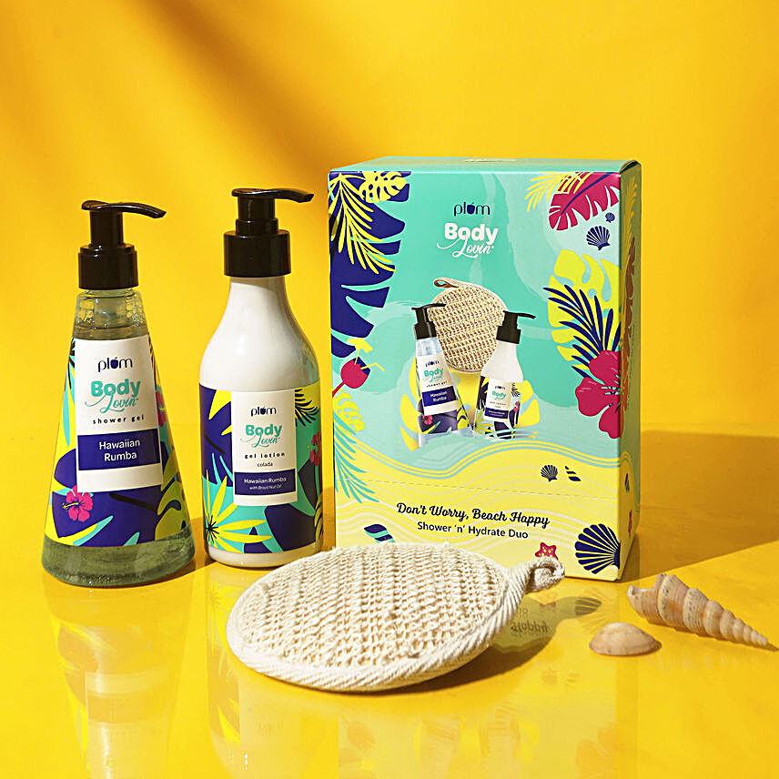 Plum BodyLovin Don't Worry N Beach Happy Shower n Hydrate Duo:Send Cosmetics & Spa Hampers