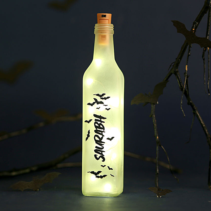 Personalised Halloween Theme LED Frosted Bottle Lamp