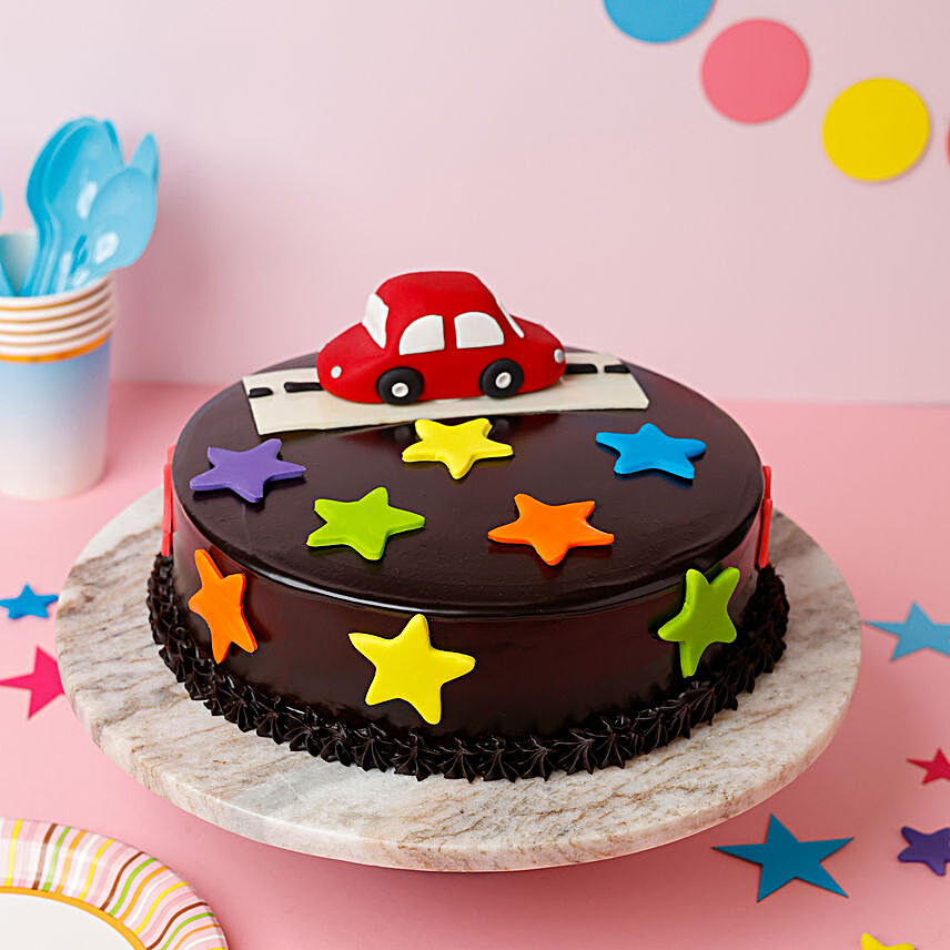 Kids Special Car Theme Cake:Fondant Cakes