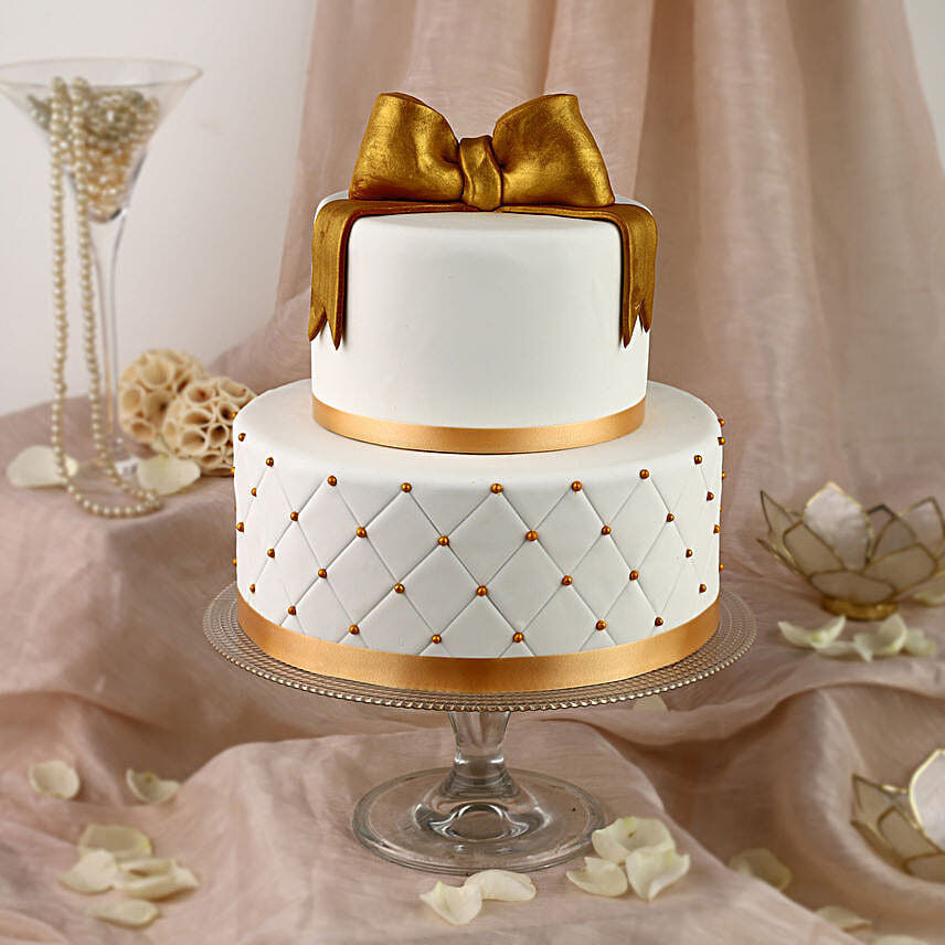 50th Anniversary Fondant 2 Tier Cake Butterscotch 5kg