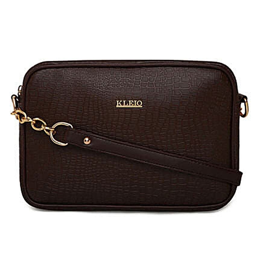 KLEIO Stylish N Leather Sling Bag Dark Brown:Handbags and Wallets