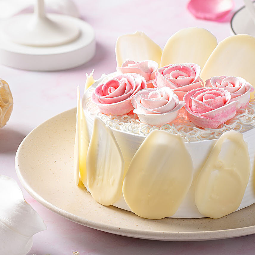 Rose Theme White Forest Cake