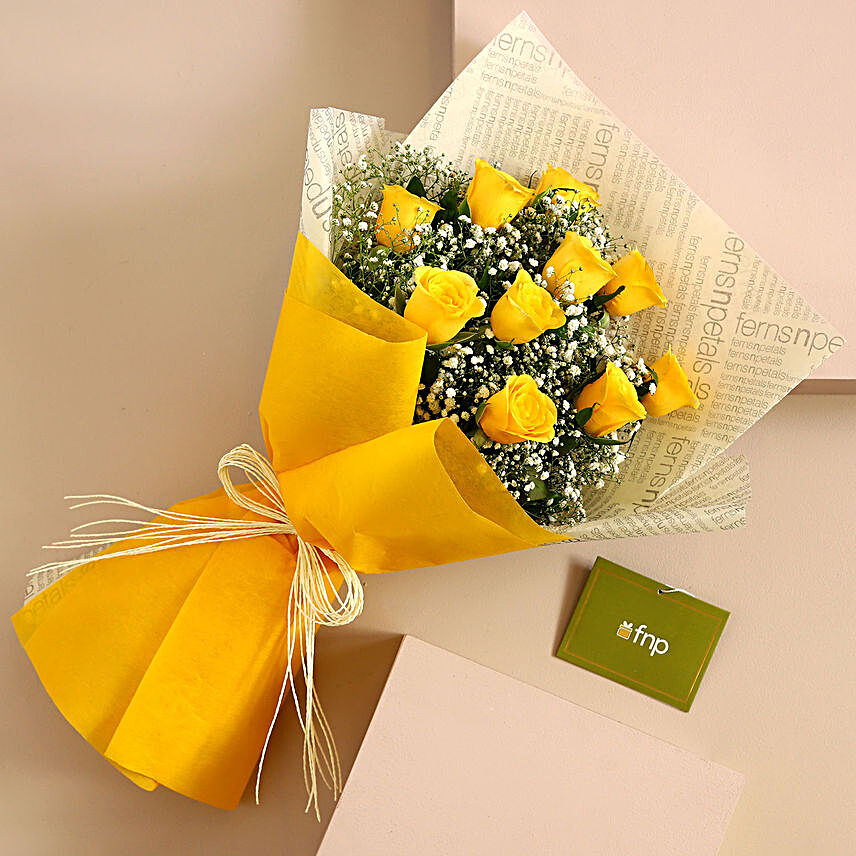 Brighten Up The Day Yellow Roses Bouquet
