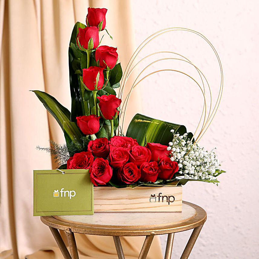 Designer 16 Red Roses Arrangement:All Gifts For Valentine's Day