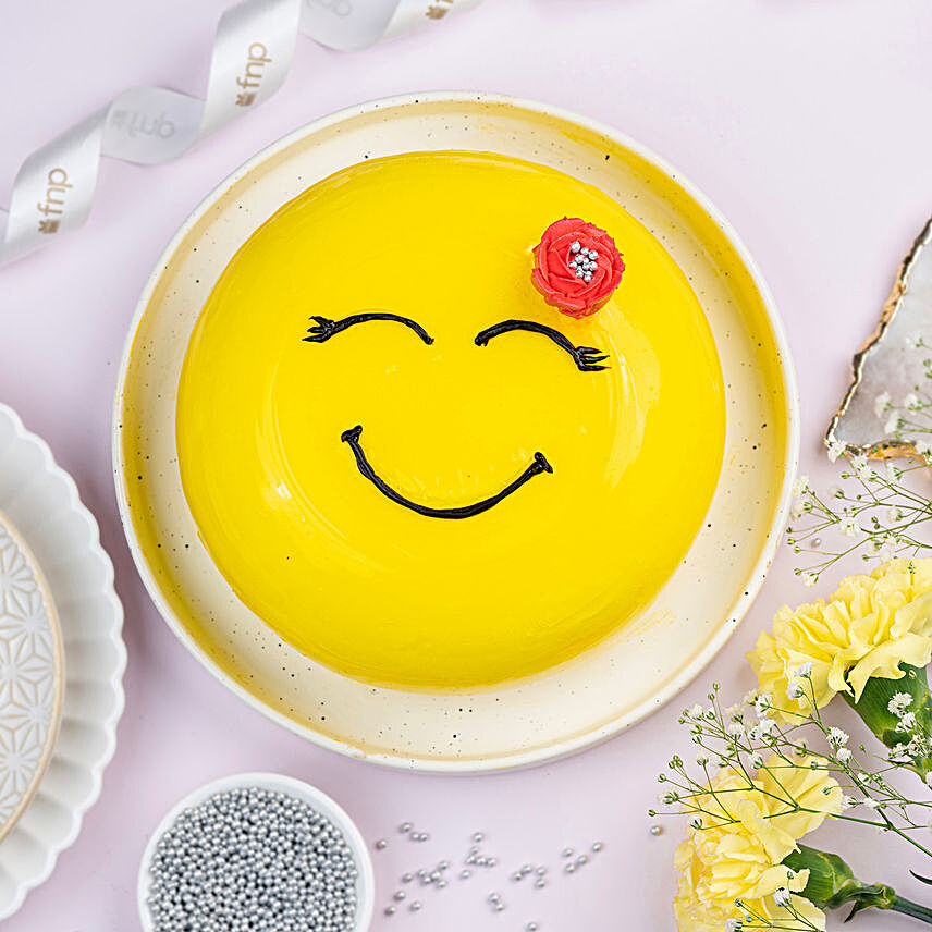 Happy Emoji Pineapple Cake Eggless Half Kg