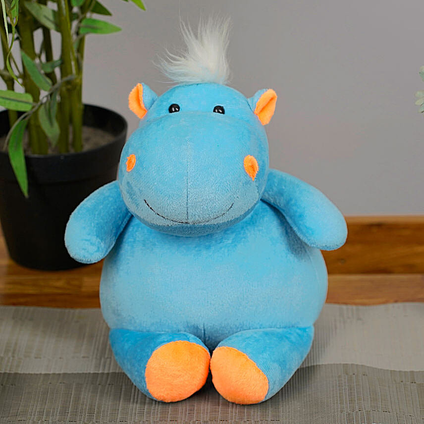 Happy Cuddly Blue Hippo