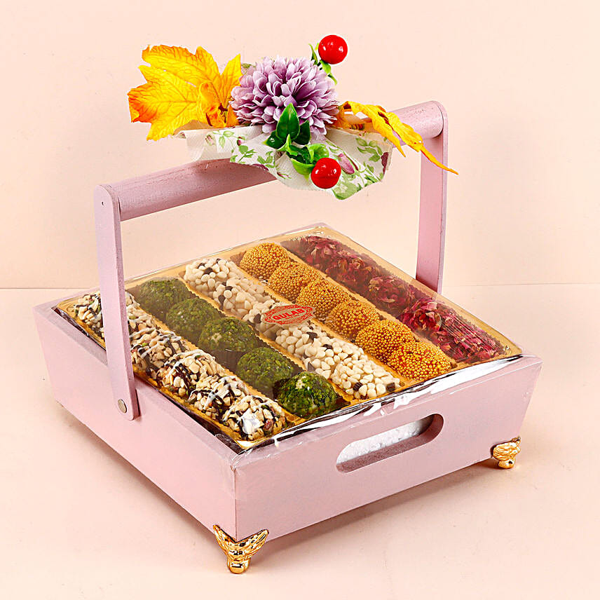 Gulab Assorted Laddoo Pink Basket
