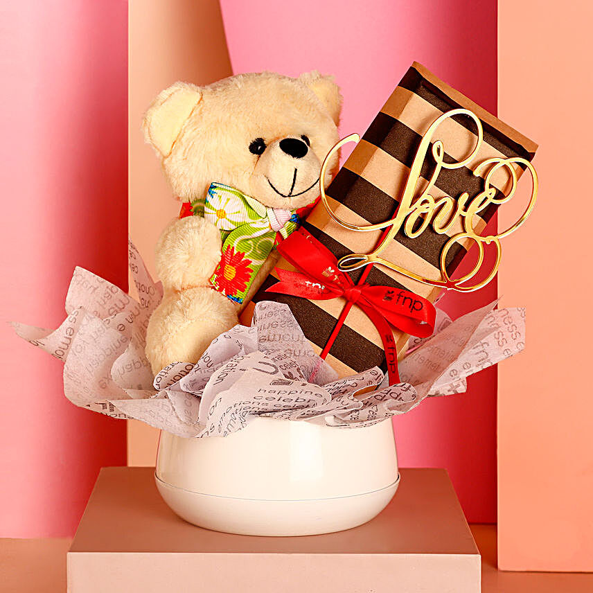 Cuddles of Love Chocolate & Teddy Combo
