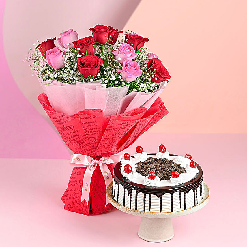 Roses N Black Forest Cake Combo